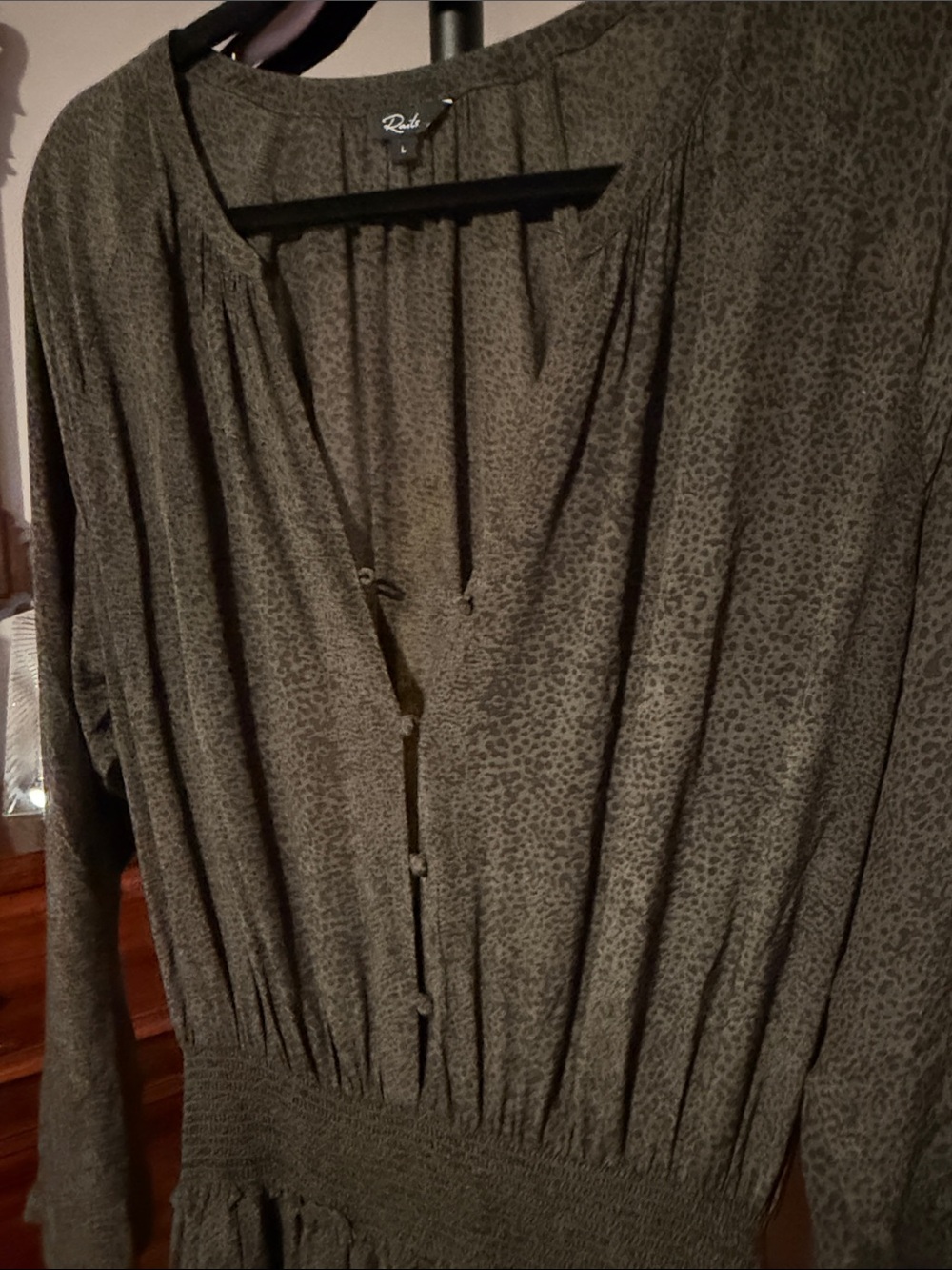 Rails Olive Green Long Sleeve Tiered Ruffle Dress - Picture 5 of 7